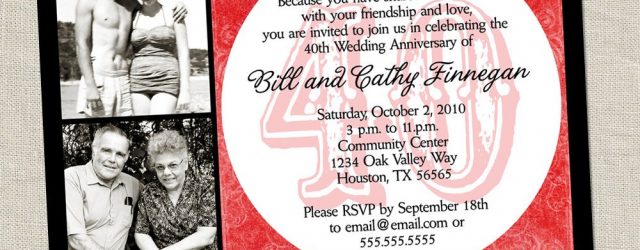 40Th Wedding Anniversary Invitations 40th Anniversary Invitation Ru Red Wedding Anniversary Etsy