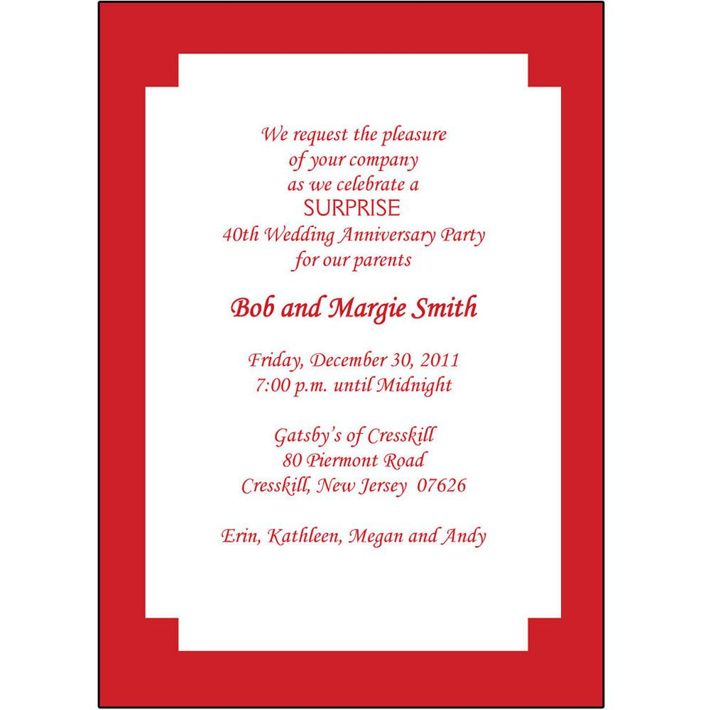 40Th Wedding Anniversary Invitations 40th Wedding Anniversary Invitation 40th Anniversary Invites 40th