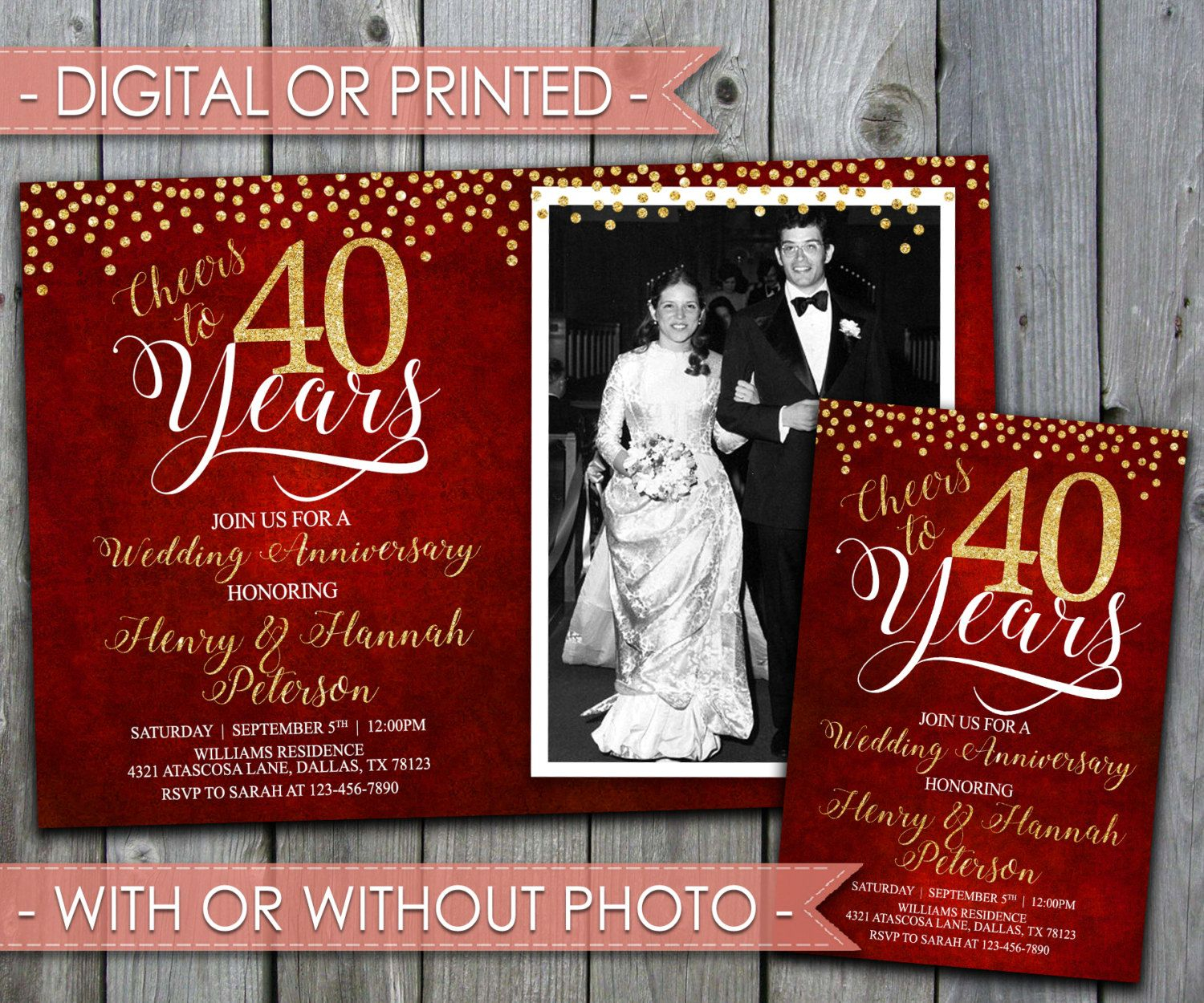 40Th Wedding Anniversary Invitations 40th Wedding Anniversary Invitation Wedding Anniversary Invite