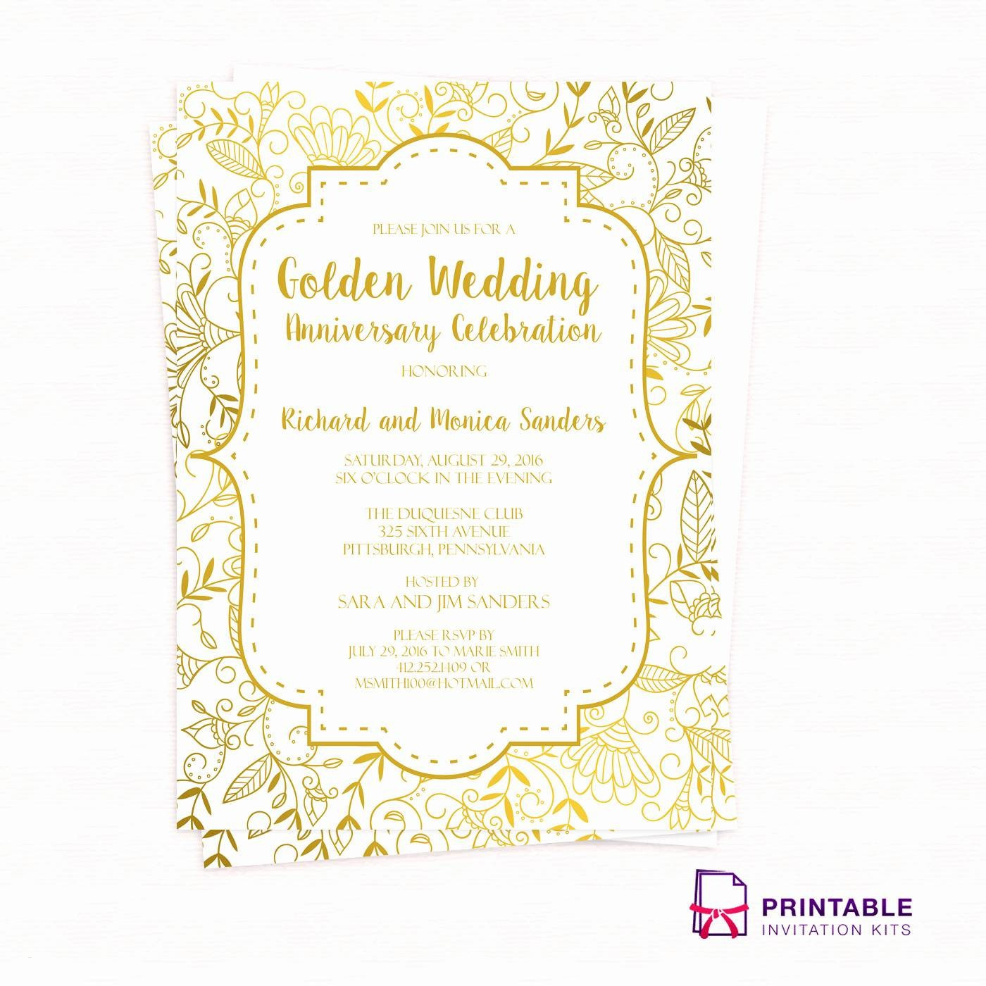 40Th Wedding Anniversary Invitations Inspirational Printable 40th Wedding Anniversary Invitations