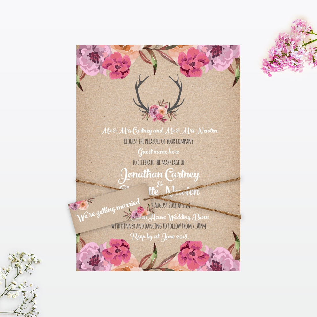 Country Chic Wedding Invitations Country Rustic Wedding Invitation Love Invited