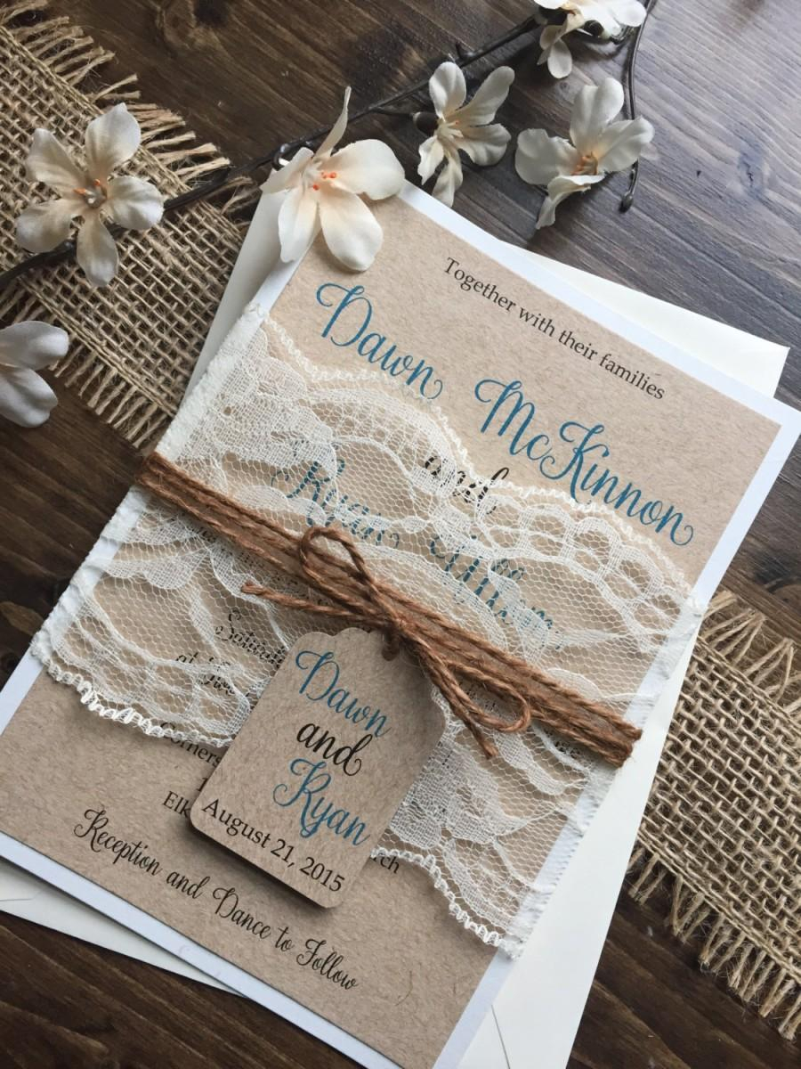 Country Chic Wedding Invitations Rustic Wedding Invitation Vintage Wedding Invitation Shab Chic