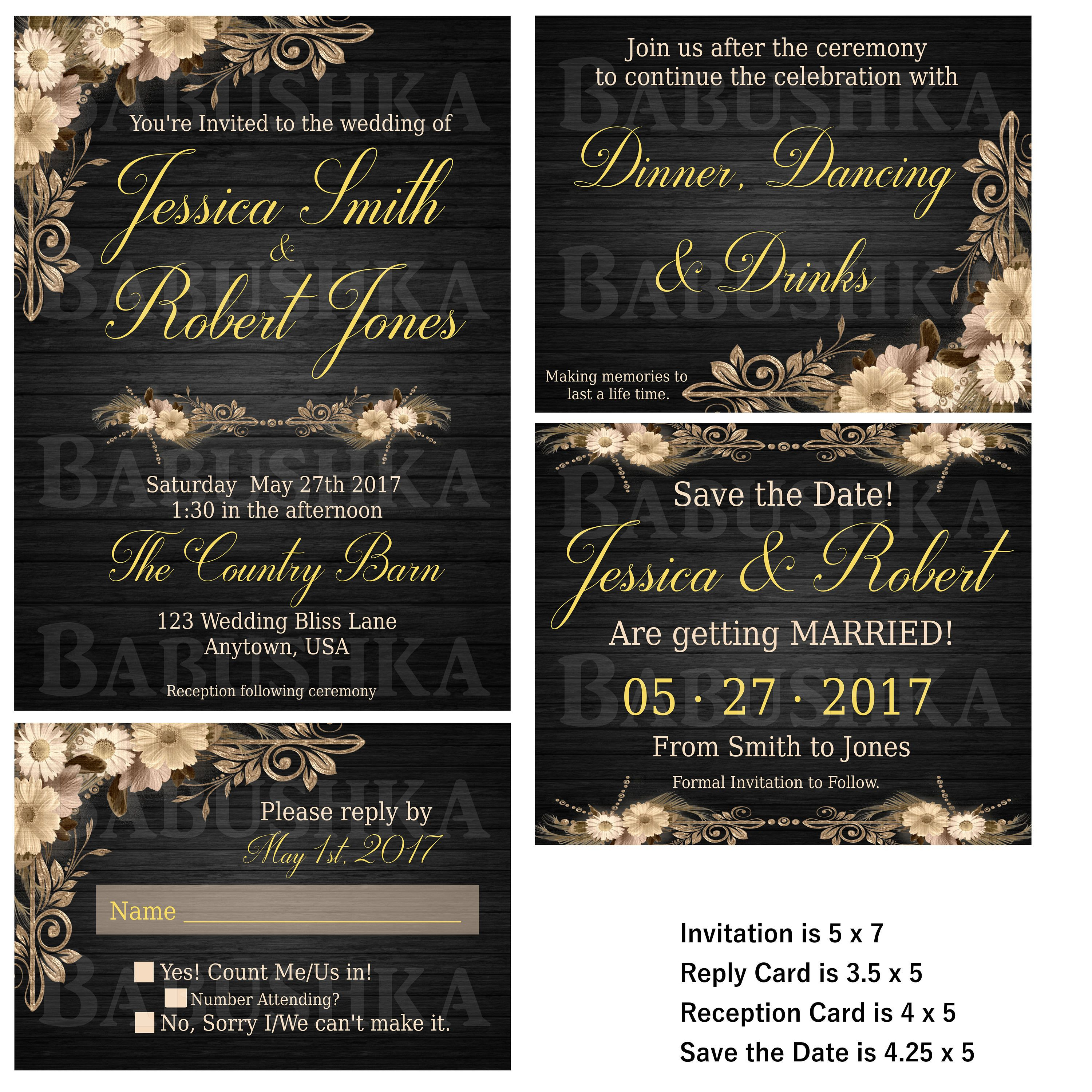 Country Themed Wedding Invitations Country Chic Wedding Invitation Set Country Themed Wedding