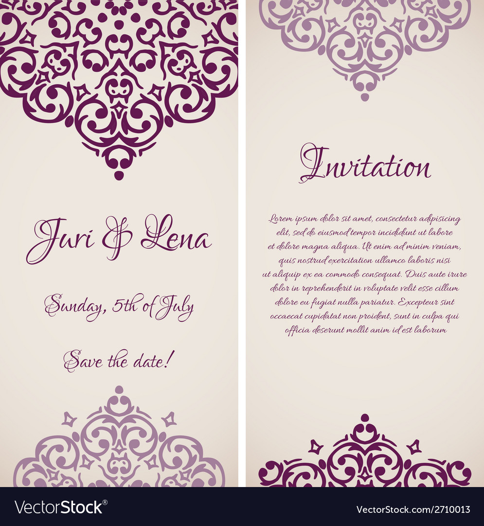 Damask Wedding Invitations Baroque Damask Wedding Invitation Banners With A Vector Image