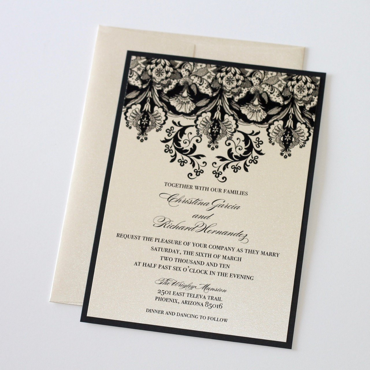 Damask Wedding Invitations Damask Wedding Invitation Elegant Wedding Invitation Floral Etsy