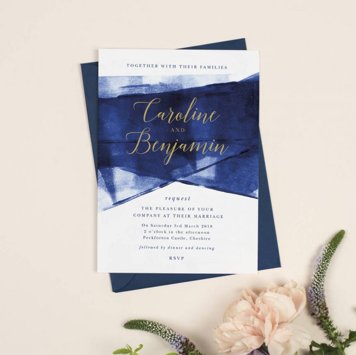 Navy Blue And Gold Wedding Invitations Grace Navy And Gold Wedding 