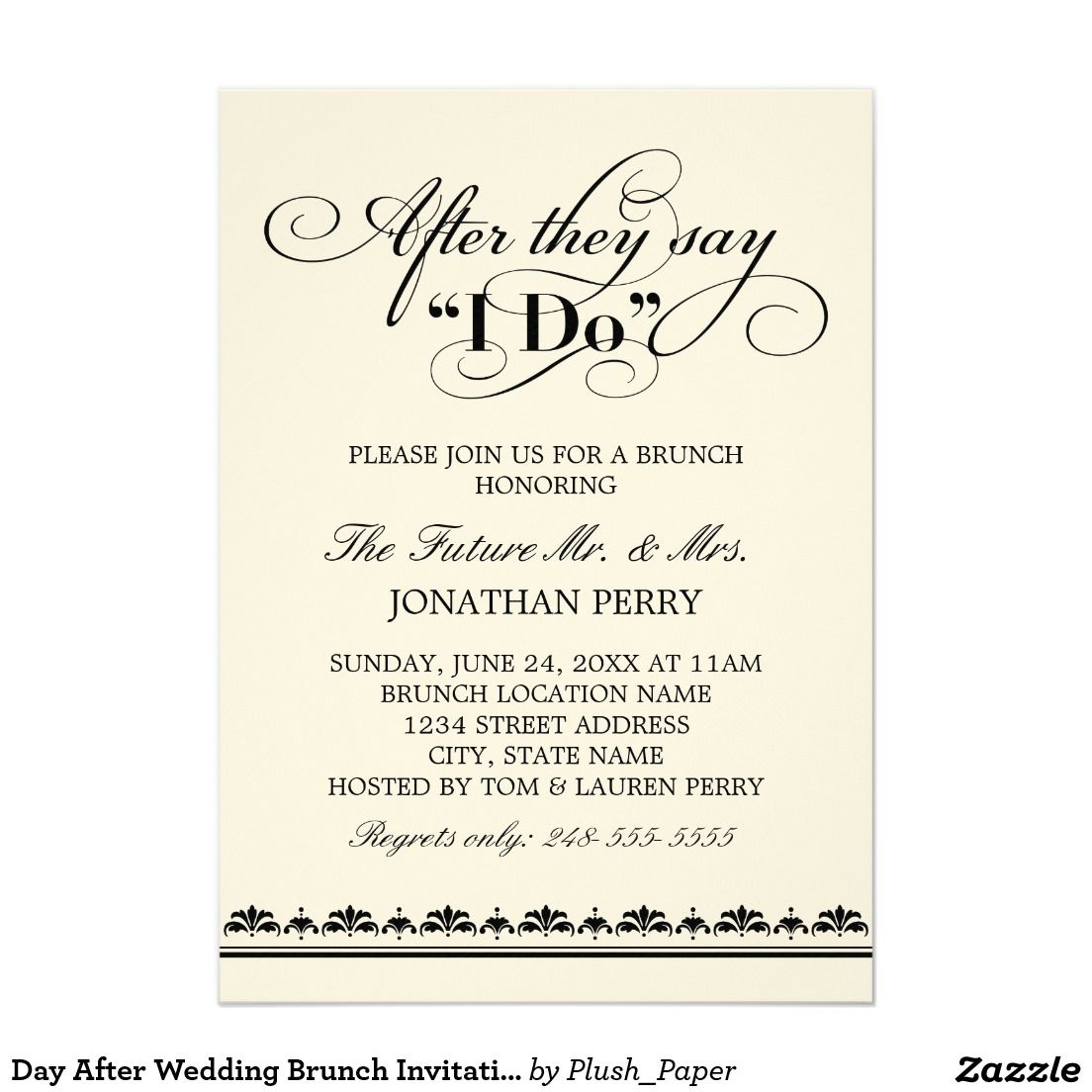 Post Wedding Brunch Invitations Day After Wedding Brunch Invitation Wedding Vows 5 X 7