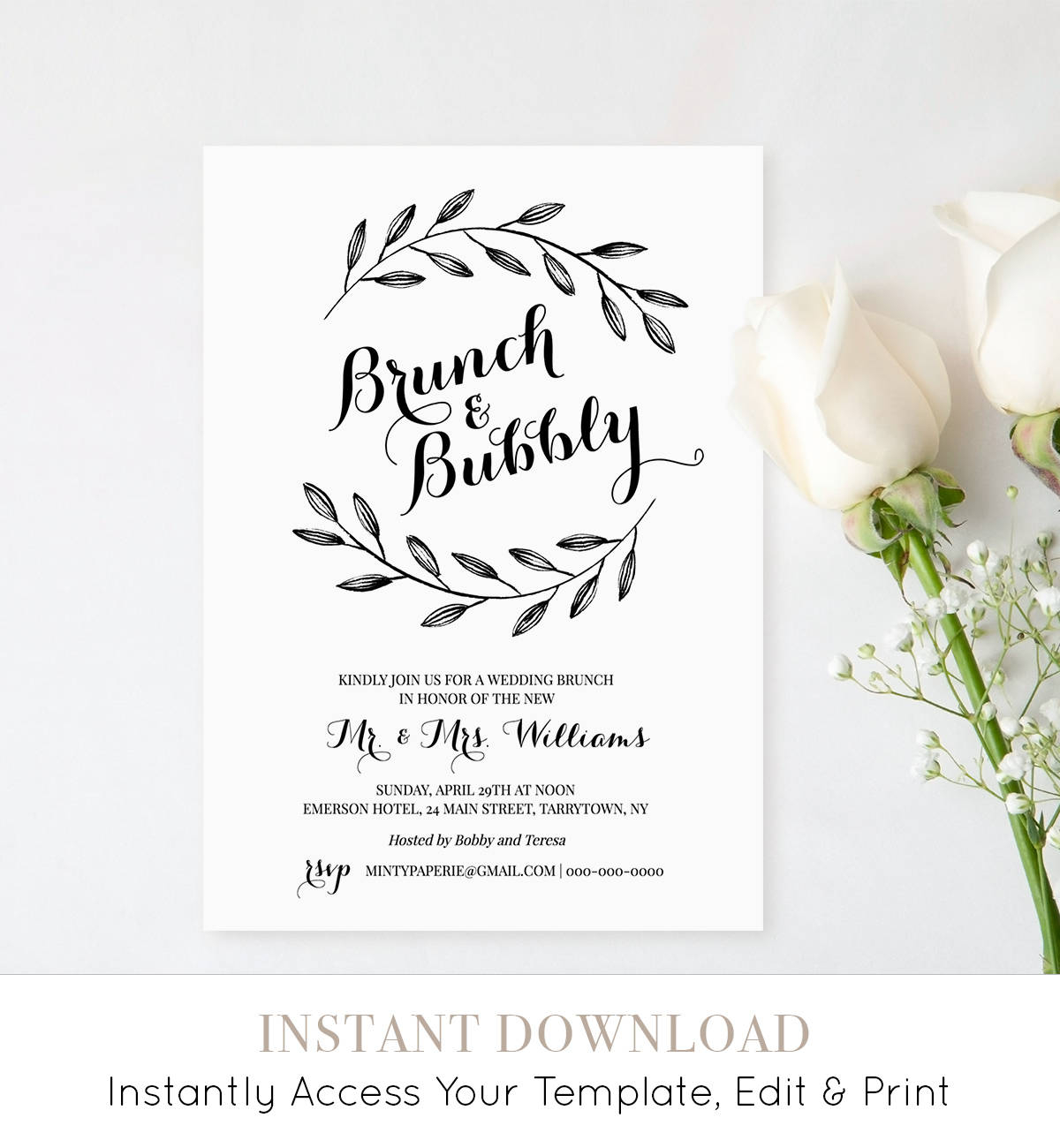 Post Wedding Brunch Invitations Printable Wedding Brunch Invitation Template Post Wedding Brunch