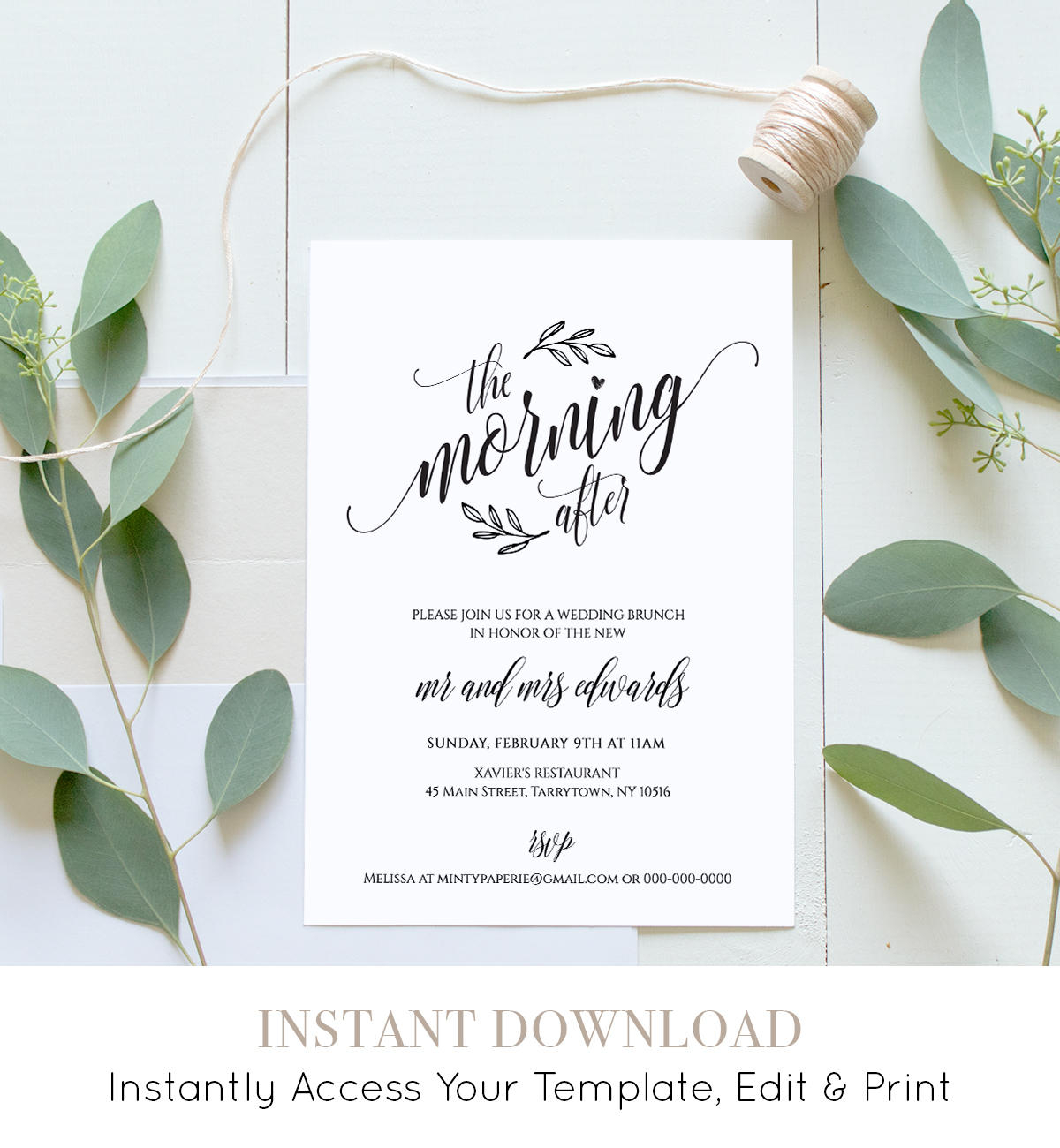 Post Wedding Brunch Invitations Wedding Brunch Invitation Template Printable Post Wedding Brunch