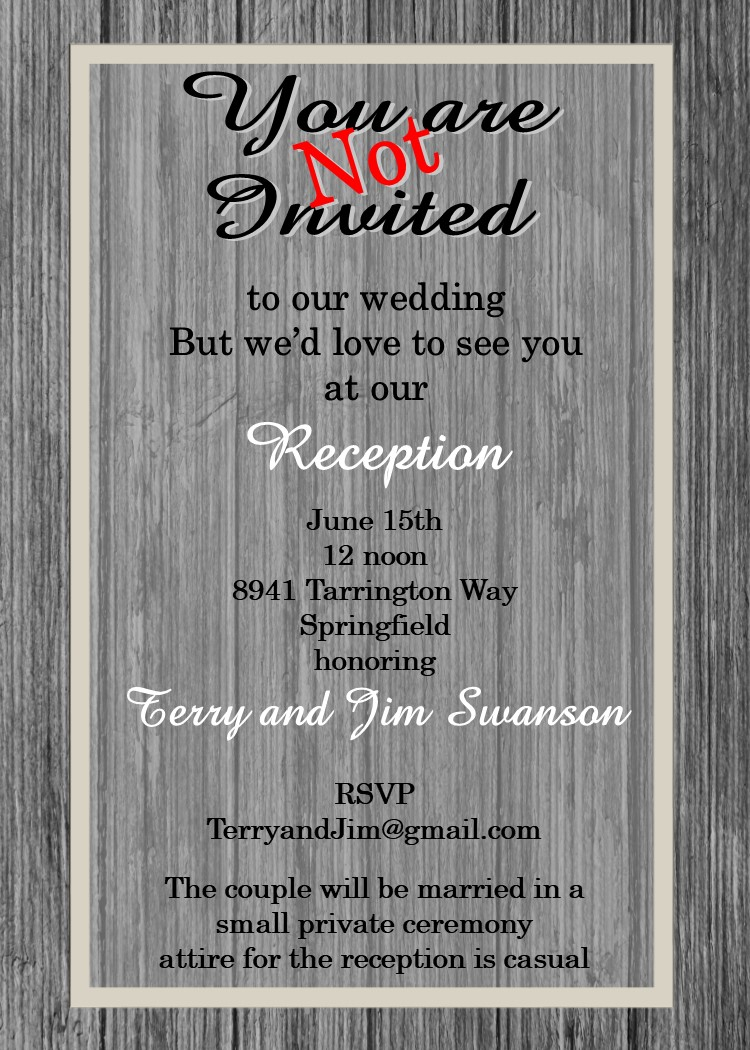 Reception Only Wedding Invitations Elopement Party Invitations Reception Only Invitations