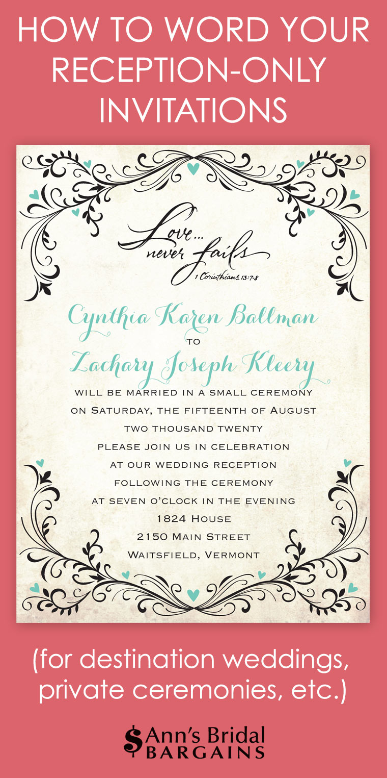 Reception Only Wedding Invitations How To Word Your Reception Only Invitations Anns Bridal Bargains