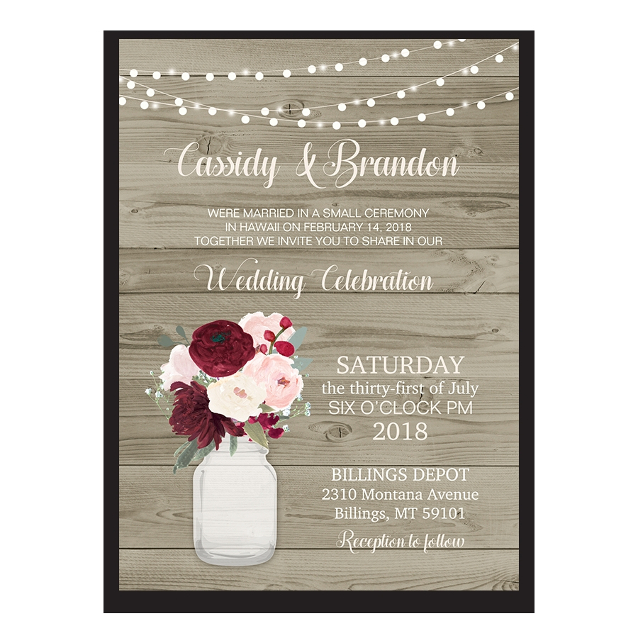 Reception Only Wedding Invitations Rustic Wedding Reception Only Invitation Mason Jar With Reception