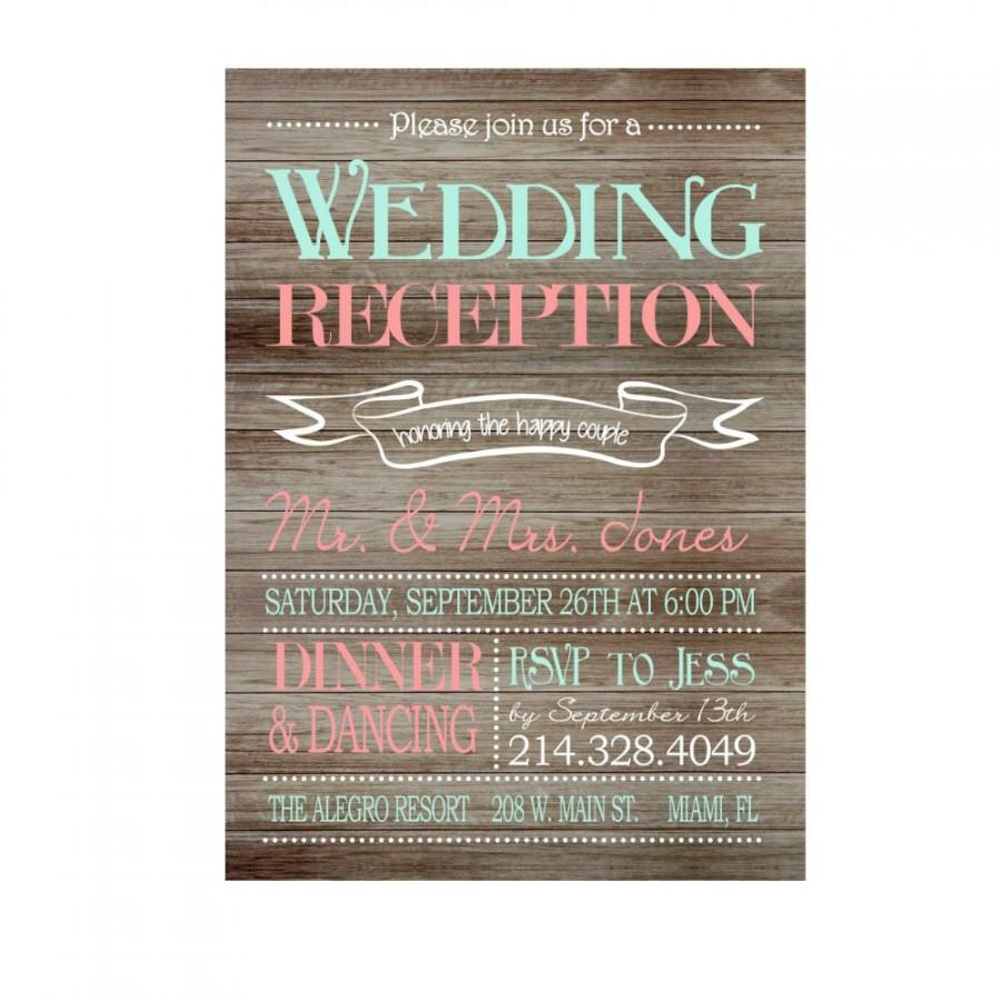 Reception Only Wedding Invitations Rustic Wedding Reception Only Invitation On Wooden Background