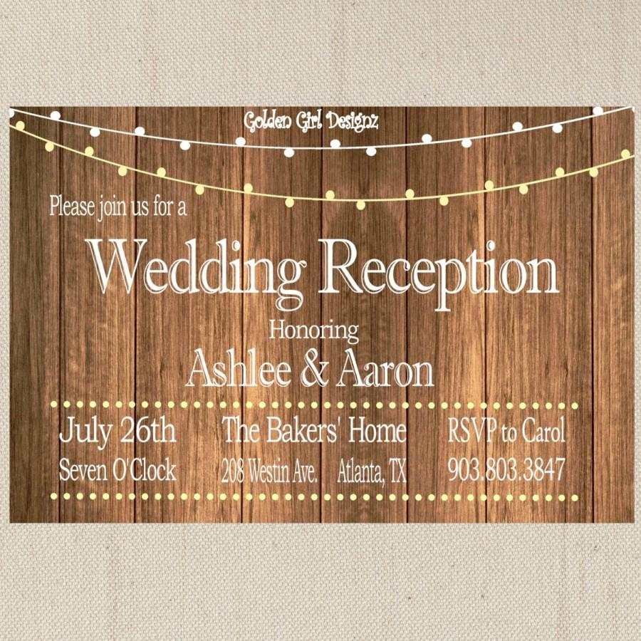 Reception Only Wedding Invitations Vintage Lights Wedding Reception Invitation On Wooden Background
