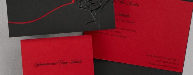 Red Wedding Invitations Dramatic Rose Black And Red Invitation