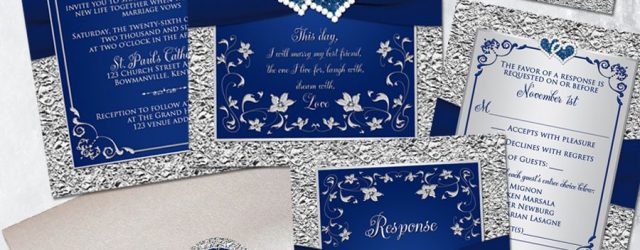 Blue And Silver Wedding Invitations This Navy Blue And Silver Gray Floral Wedding Invitation And