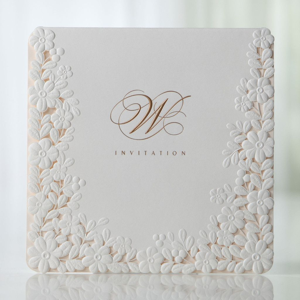 Cheap Invitations Wedding Ivory Pink Embossed Laser Cut Floral Wedding Cheap Invitations Wedding Ivory Pink Embossed Laser Cut Floral Wedding