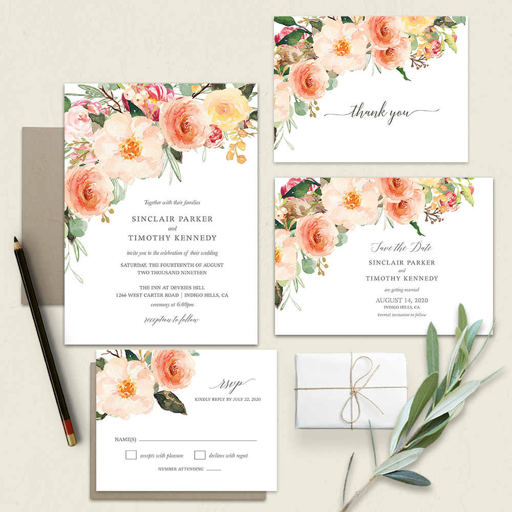 35 Elegant Photo Of Peach Wedding Invitations 