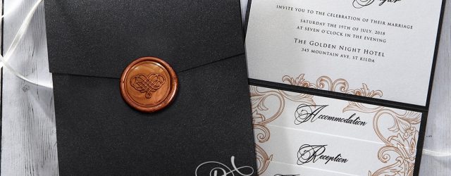 Pocket Wedding Invitation Trifold Pearlized Pocket Invitation Elegant With Seal