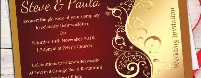 Red And Gold Wedding Invitations 10 Personalised Red Gold Wedding Invitations Day Evening N25