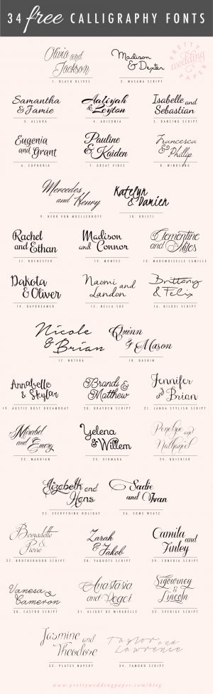Wedding Invitation Font 34 Free Calligraphy Script Fonts For Wedding ...
