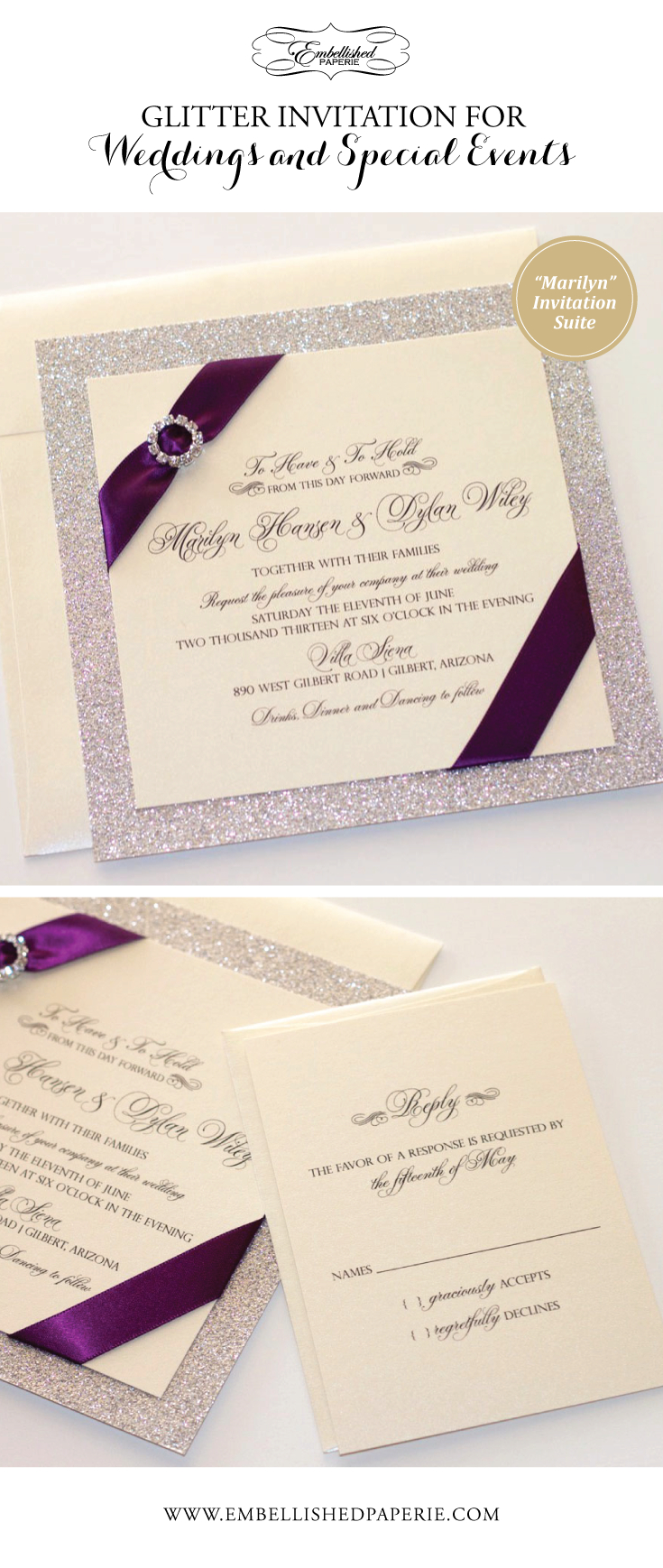 37+ Inspiration Photo of Wedding Invitations With Purple Ribbon ...