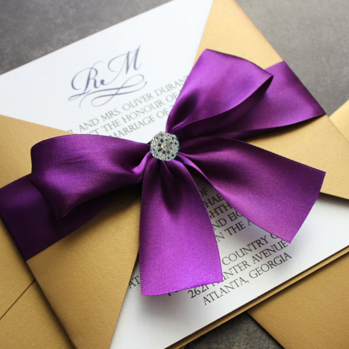 37+ Inspiration Photo of Wedding Invitations With Purple Ribbon ...